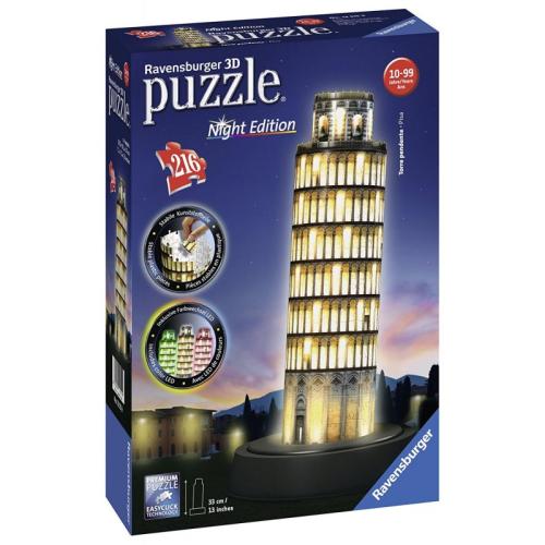 Ravensburger 3D Puzzle Night Edition 216 τεμ. Κεκλιμένος Πύργος της Πίζας 12515