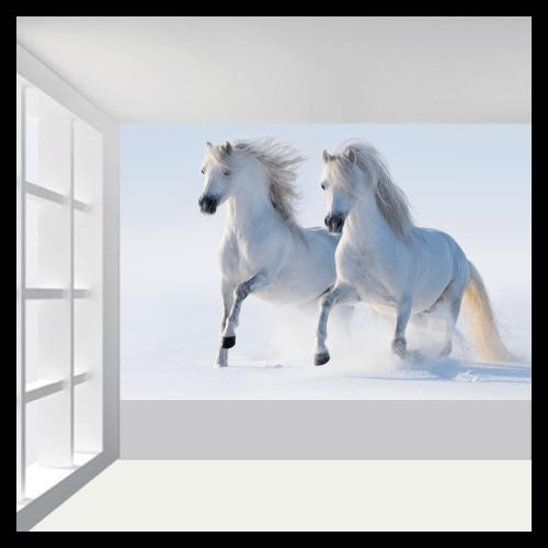 Ταπετσαρία τοίχου Άσπρα άλογα 200x110 Βινύλιο
