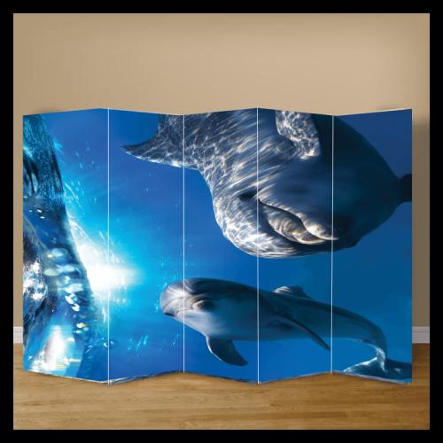 Παραβάν με δελφίνια 80x160 Μουσαμά Δύο όψεις