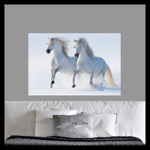 Πίνακας σε καμβά White horses 192x120 Τελαρωμένος καμβάς σε ξύλο με πάχος 2cm