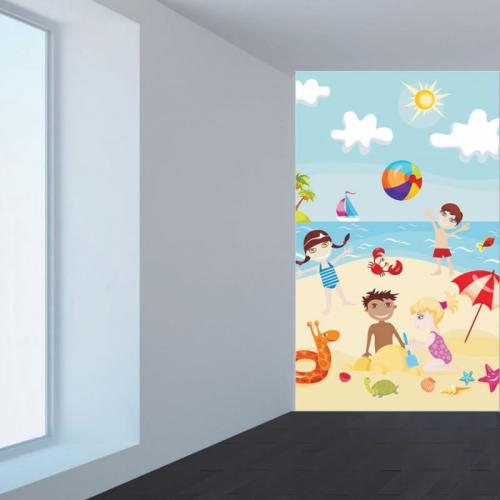 Ταπετσαρία τοίχου Παιδιά στην παραλία 80x133 Ύφασμα