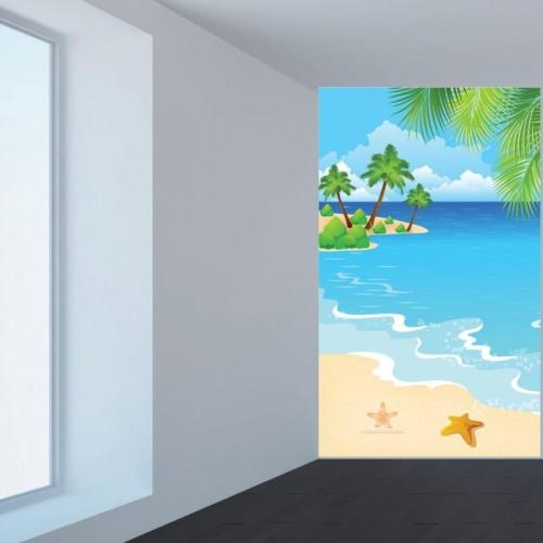 Ταπετσαρία τοίχου Ζωγραφιά με παραλία 200x110 Ύφασμα
