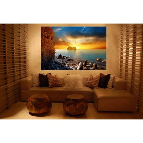 Πίνακας σε καμβά με μαγευτικό ηλιοβασίλεμα 130x195 Τελαρωμένος καμβάς σε ξύλο με πάχος 2cm
