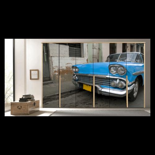 Αυτοκόλλητα ντουλάπας Μπλε Αυτοκίνητο 125x360 Αυτοκόλλητα ντουλάπας