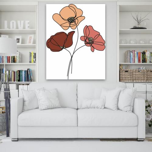 Πίνακας σε καμβά Line Art Flowers 100x127 Τελαρωμένος καμβάς σε ξύλο με πάχος 2cm