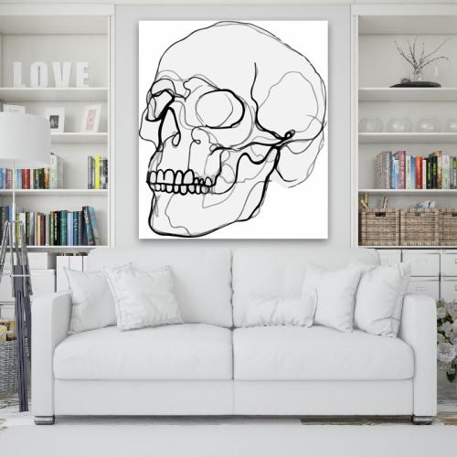 Πίνακας σε καμβά Line Art Skull 70x80 Τελαρωμένος καμβάς σε ξύλο με πάχος 2cm