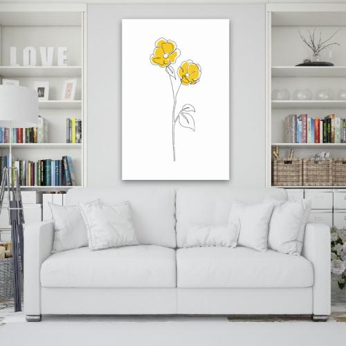 Πίνακας σε καμβά Minimal Yellow Flowers 120x180 Τελαρωμένος καμβάς σε ξύλο με πάχος 2cm