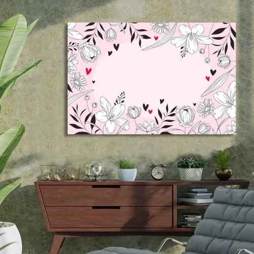 Πίνακας με Pink Floral 120x180 Τελαρωμένος καμβάς σε ξύλο με πάχος 2cm