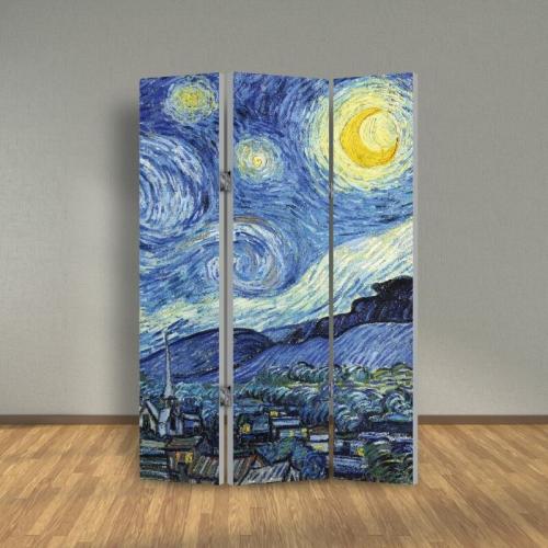 Παραβάν Van Gogh - Starry Night 200x200 Ύφασμα Δύο όψεις