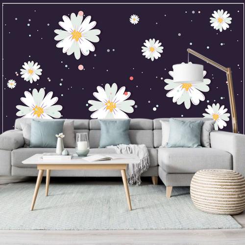 Ταπετσαρία τοίχου White daisies 150x100 Ύφασμα