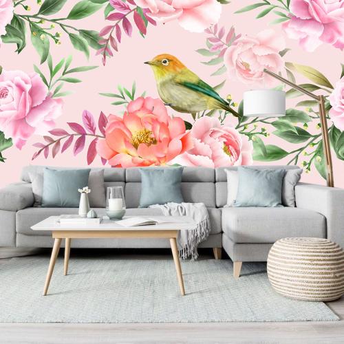 Ταπετσαρία τοίχου Floral with bird 226x170 Ύφασμα