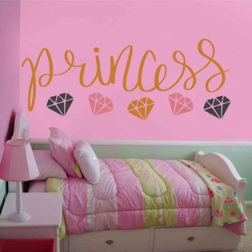 Αυτοκόλλητο τοίχου Princess με διαμάντια 230x90 Αυτοκόλλητα τοίχου