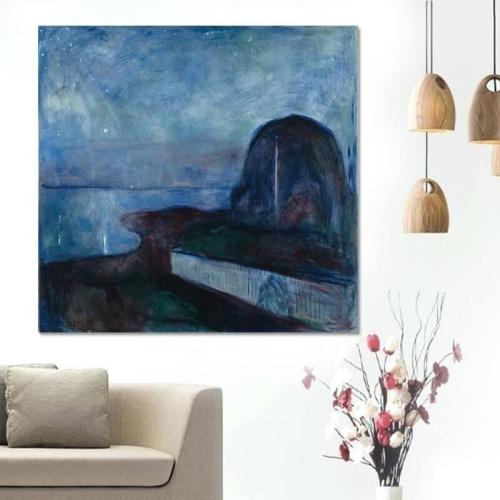 Πίνακας σε καμβά Edvard Munch - Starry Night 63x60 Τελαρωμένος καμβάς σε ξύλο με πάχος 2cm