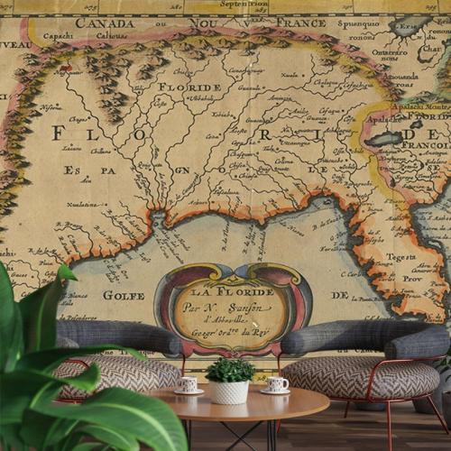Ταπετσαρία τοίχου Vintage map 4 270x180 Ύφασμα