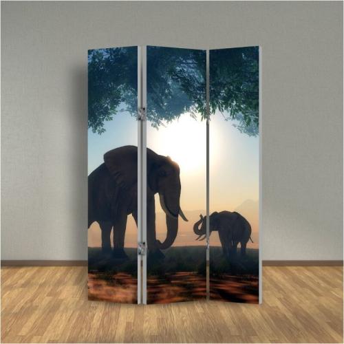 Παραβάν Ελέφαντες 160x180 Μουσαμά Μία όψη