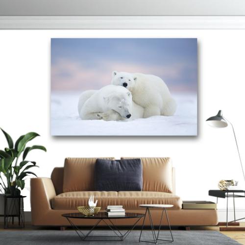 Πίνακας σε καμβά Δυο πολικές αρκούδες 200x300 Τελαρωμένος καμβάς σε ξύλο με πάχος 2cm