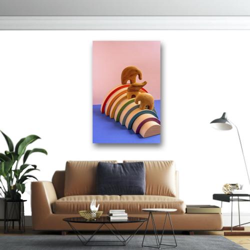 Πίνακας σε καμβά Ελεφαντάκια στο ουράνιο τόξο 1 210x315 Τελαρωμένος καμβάς σε ξύλο με πάχος 2cm