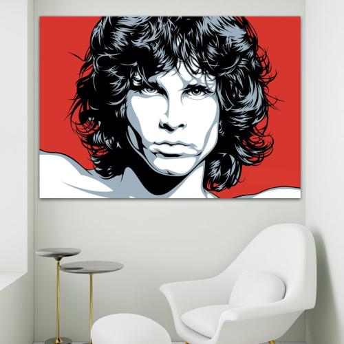 Πίνακας σε καμβά Jim Morrison Vector Art 86x60 Τελαρωμένος καμβάς σε ξύλο με πάχος 2cm