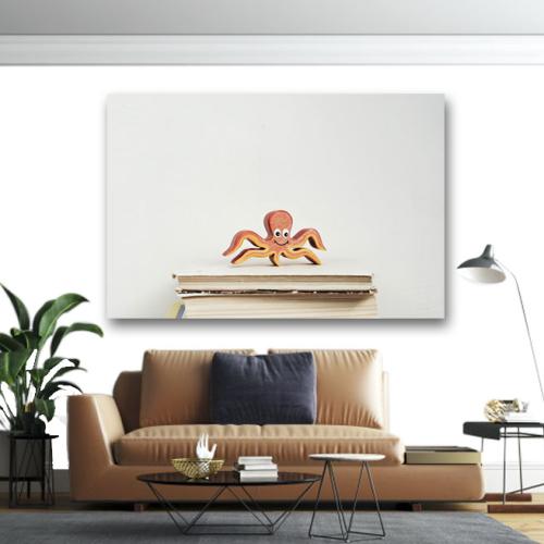Πίνακας σε καμβά Ξύλινο Χταπόδι 120x80 Τελαρωμένος καμβάς σε ξύλο με πάχος 2cm