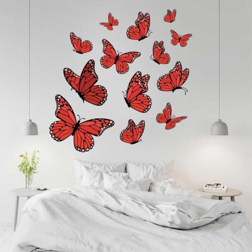 Αυτοκόλλητο τοίχου Κόκκινες πεταλούδες 40x40 Αυτοκόλλητα τοίχου