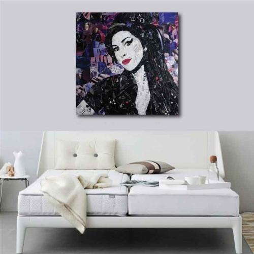 Πίνακας σε καμβά Amy Winehouse 110x110 Τελαρωμένος καμβάς σε ξύλο με πάχος 2cm