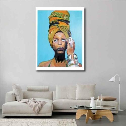 Πίνακας σε καμβά Erykah Badu 40x52 Τελαρωμένος καμβάς σε ξύλο με πάχος 2cm