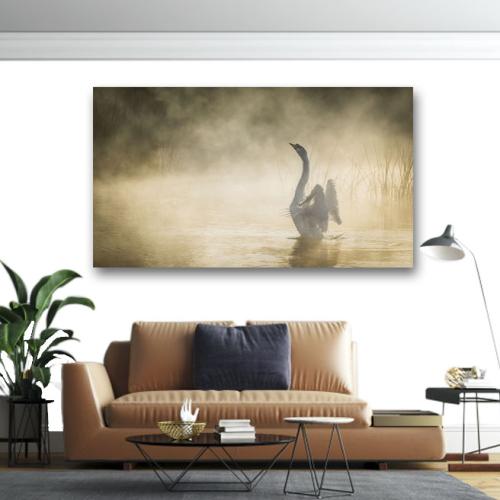 Πίνακας σε καμβα Swan Lake 71x40 Τελαρωμένος καμβάς σε ξύλο με πάχος 2cm