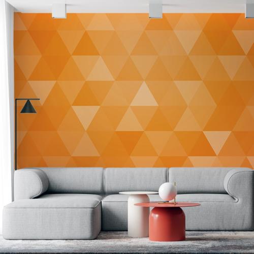 Ταπετσαρία τοίχου Μοτίβο με πορτοκαλί τρίγωνα 271x169 Βινύλιο
