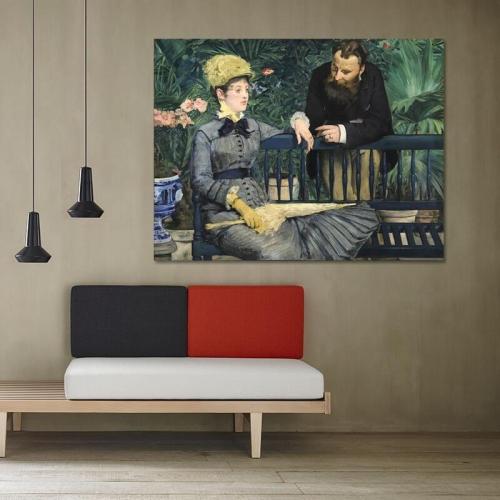Πίνακας σε καμβά Edouard Manet - The Conservatory 53x40 Τελαρωμένος καμβάς σε ξύλο με πάχος 2cm