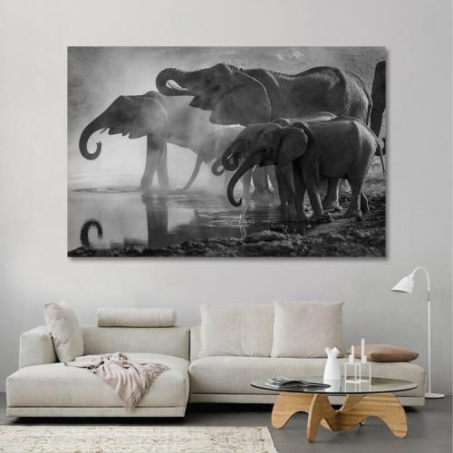 Πίνακας σε καμβά Ελέφαντες 76x50 Τελαρωμένος καμβάς σε ξύλο με πάχος 2cm