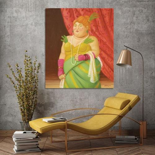 Πίνακας σε καμβά Fernando Botero - Society lady 120x141 Τελαρωμένος καμβάς σε ξύλο με πάχος 2cm