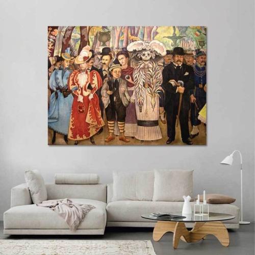 Πίνακας σε καμβά Frida Kahlo - Frida Kahlo and Diego Rivera in Mexico City 54x40 Τελαρωμένος καμβάς σε ξύλο με πάχος 2cm
