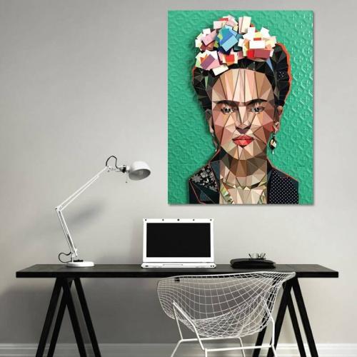 Πίνακας σε καμβά Frida Kahlo - Frida's face 70x94 Τελαρωμένος καμβάς σε ξύλο με πάχος 2cm