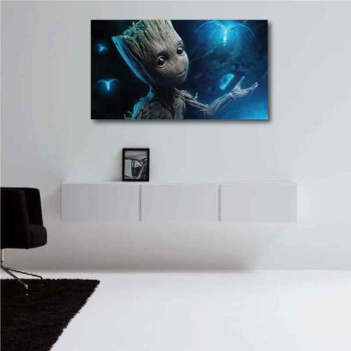 Πίνακας σε καμβά Guardians of the Galaxy - Mr. Groot 54x30 Τελαρωμένος καμβάς σε ξύλο με πάχος 2cm