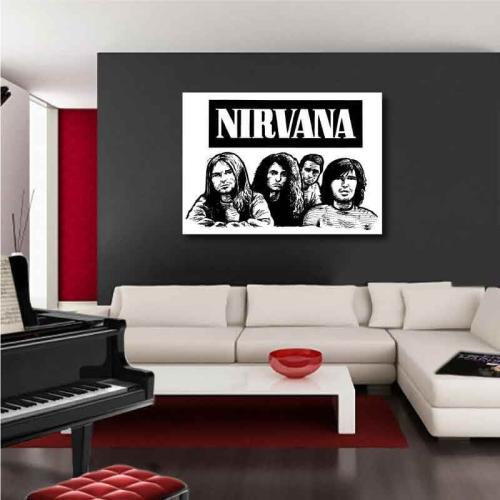 Πίνακας σε καμβά Nirvana Band 140x100 Τελαρωμένος καμβάς σε ξύλο με πάχος 2cm