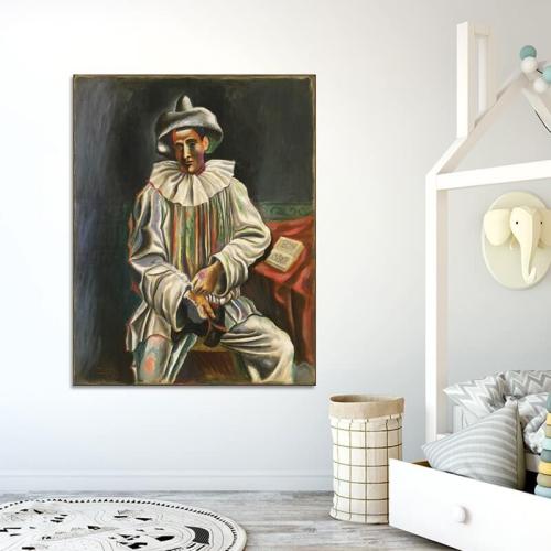 Πίνακας σε καμβά Picasso - Pierrot 60x77 Τελαρωμένος καμβάς σε ξύλο με πάχος 2cm