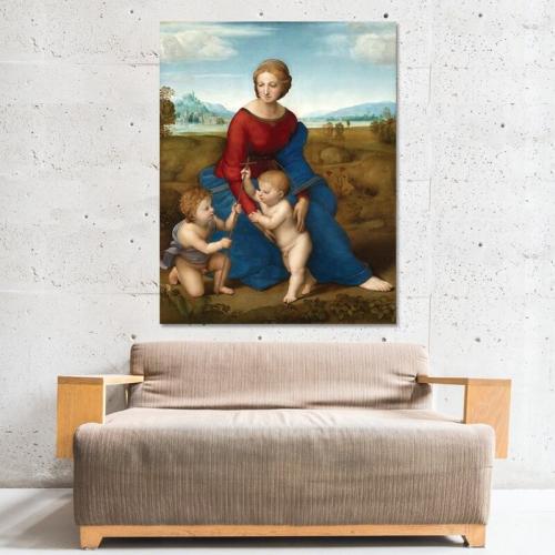 Πίνακας σε καμβά Raffaello - Madonna in the Meadow 80x103 Τελαρωμένος καμβάς σε ξύλο με πάχος 2cm