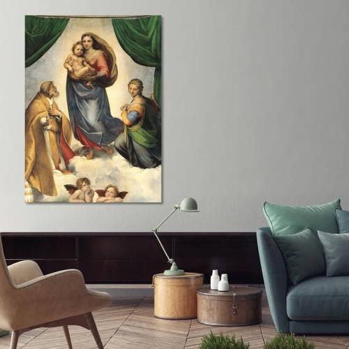 Πίνακας σε καμβά Raffaello - Madonna Sixtina 110x157 Τελαρωμένος καμβάς σε ξύλο με πάχος 2cm
