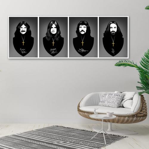 Πίνακας σε καμβά Black Sabbath Portraits 141x50 Τελαρωμένος καμβάς σε ξύλο με πάχος 2cm