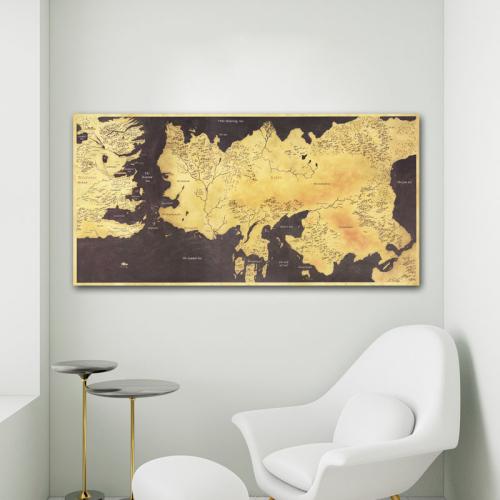 Πίνακας σε καμβά Χάρτης Westeros Game of Thrones 242x120 Τελαρωμένος καμβάς σε ξύλο με πάχος 2cm