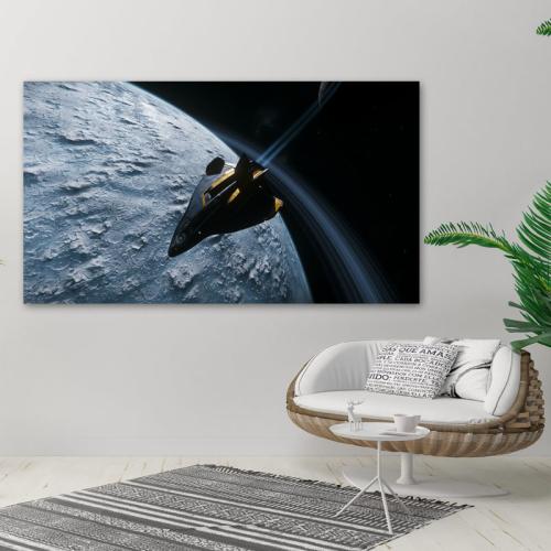 Πίνακας σε καμβά Διαστημικό Σκάφος σε Τροχιά 142x80 Τελαρωμένος καμβάς σε ξύλο με πάχος 2cm