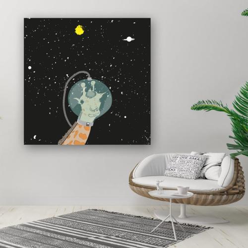 Πίνακας σε καμβά Καμηλοπάρδαλη στο Διάστημα 80x80 Τελαρωμένος καμβάς σε ξύλο με πάχος 2cm