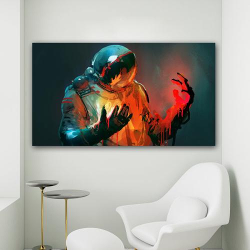 Πίνακας σε καμβά Melting Astronaut 213x120 Τελαρωμένος καμβάς σε ξύλο με πάχος 2cm