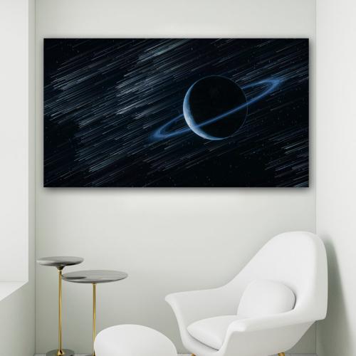 Πίνακας σε καμβά Πλανήτης και Βροχή Αστεροειδών 195x110 Τελαρωμένος καμβάς σε ξύλο με πάχος 2cm
