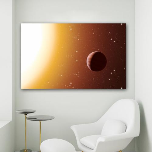 Πίνακας σε καμβά Πλανήτης σε Ηλιακό Φως 176x110 Τελαρωμένος καμβάς σε ξύλο με πάχος 2cm