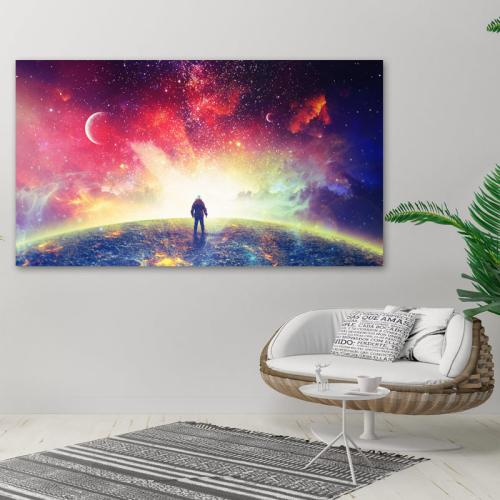Πίνακας σε καμβά Πολύχρωμος Γαλαξία 124x70 Τελαρωμένος καμβάς σε ξύλο με πάχος 2cm
