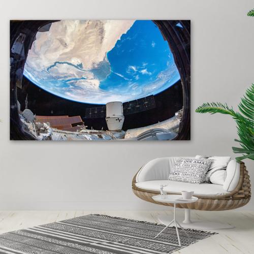 Πίνακας σε καμβά Θέα από το Διαστημόπολοιο 150x100 Τελαρωμένος καμβάς σε ξύλο με πάχος 2cm
