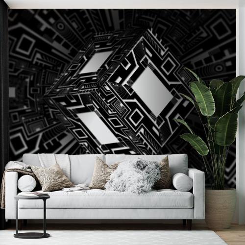 Ταπετσαρία τοίχου Abstract Κύβος ασπρόμαυρος 231x130 Ύφασμα