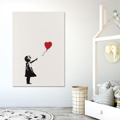 Πίνακας σε καμβά Βanksy -Girl with balloon 80x115 Τελαρωμένος καμβάς σε ξύλο με πάχος 2cm