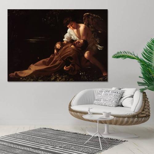 Πίνακας σε καμβά Caravaggio - Saint francis of assisi in ecstasy 42x30 Τελαρωμένος καμβάς σε ξύλο με πάχος 2cm